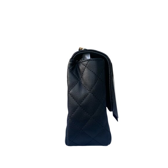 New Isabelle Vegan Leather Quilted Medium Black Shoulder Bag - Picture 3 of 12